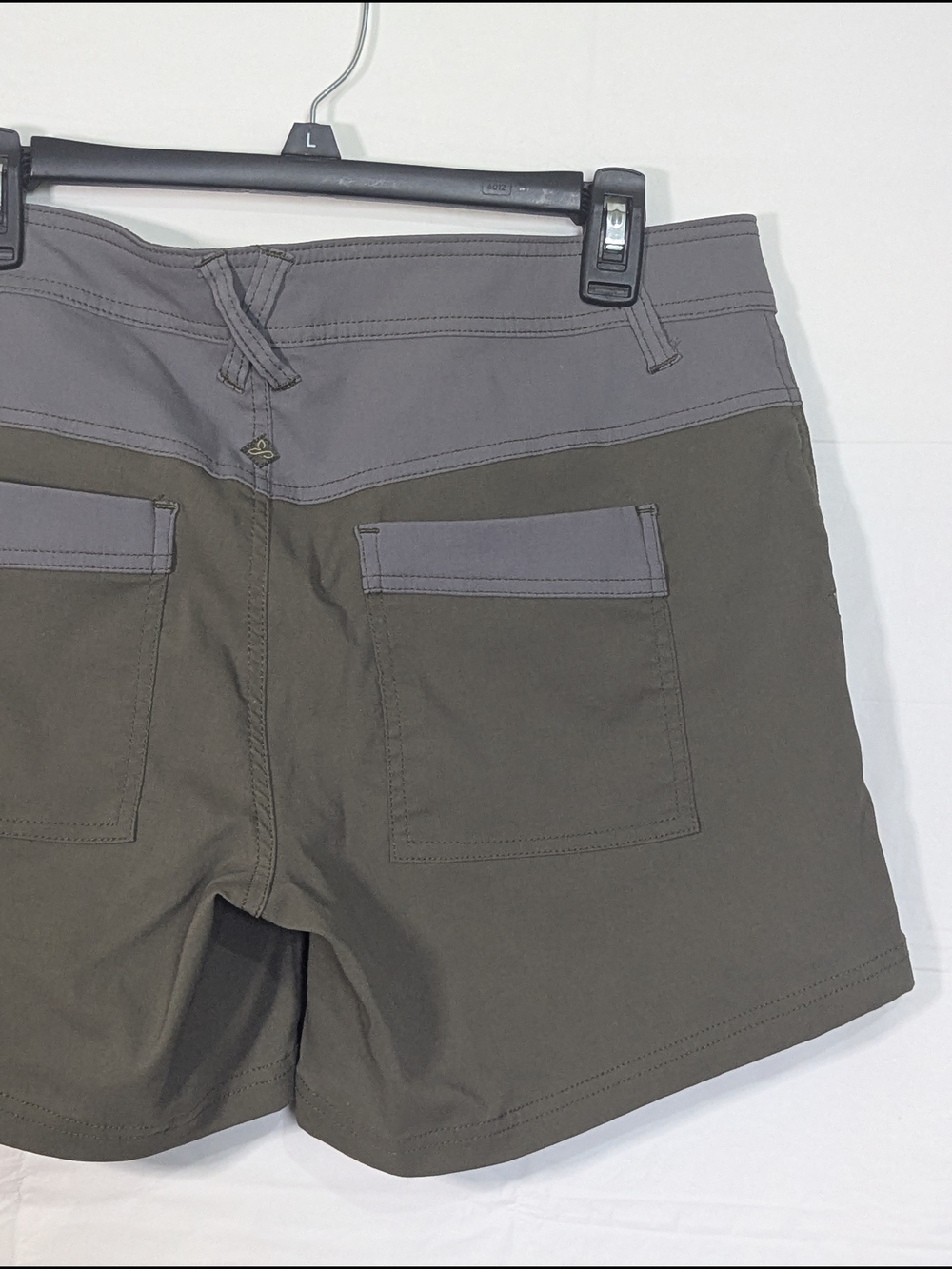 PrAna Women's Hiking Shorts Size 10 Gray Olive Stretch Outdoor Trail Casual - Picture 8 of 12